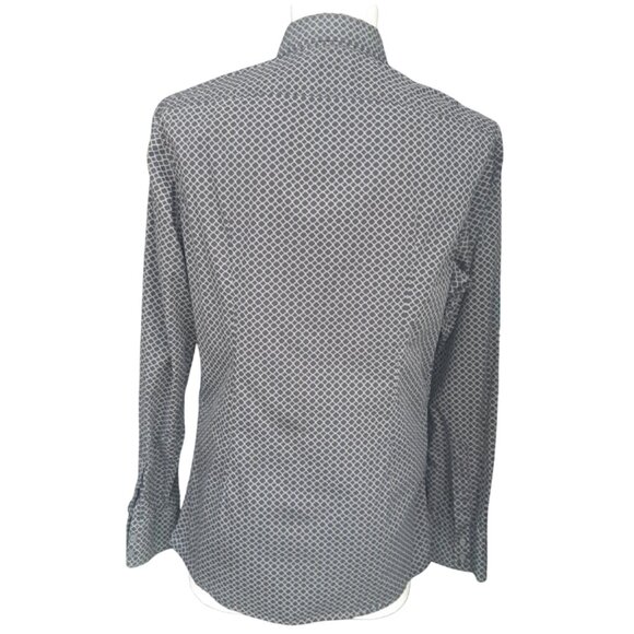 ⚡️BUY 3 for $55⚡️ SZ M Slim Fit Black Print 100% Men's Cotton Shirt - Picture 2 of 15